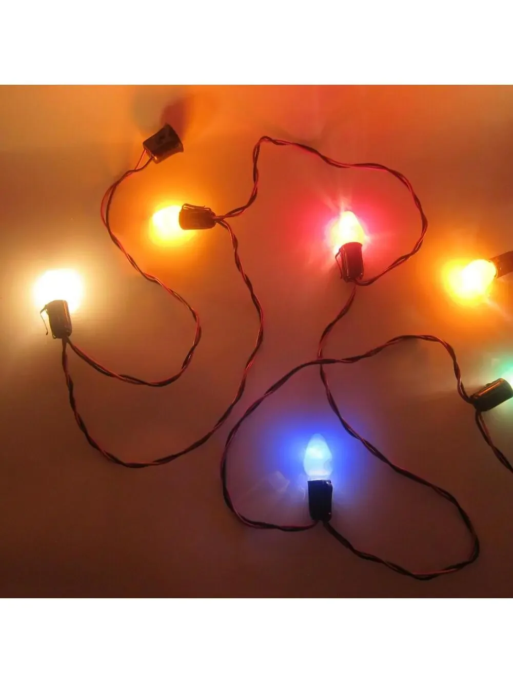Vintage Christmas Lights 7 Light String Set & Box Blue Red Yellow Green WORKS